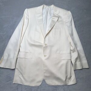 Ralph Lauren Purple Label Silk Tuxedo Jacket 44L Ivory Italy Dinner Blazer